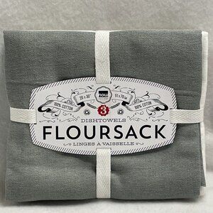 Flour Sack Dish Towel Floursack Dishtowel 3 pk Gray White Moonstruck NEW